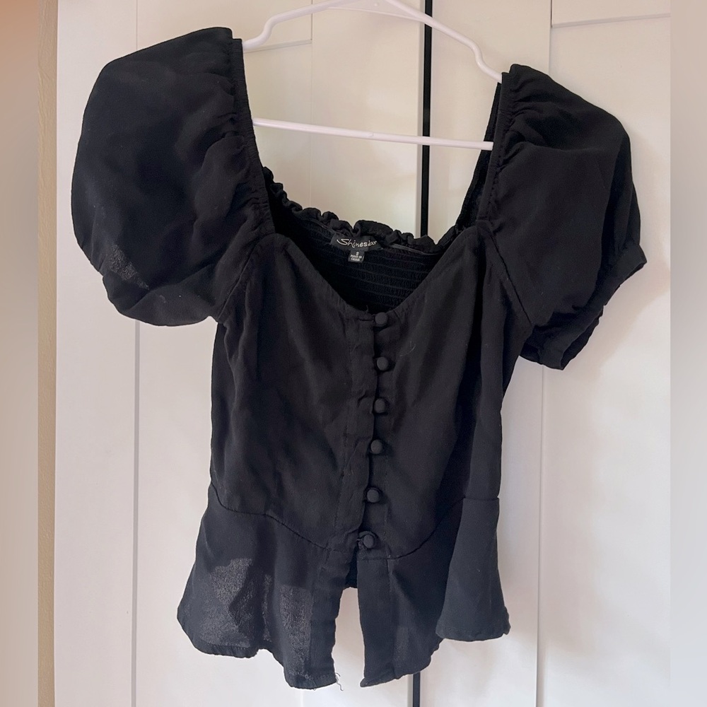 Black Puff Sleeve Top size S